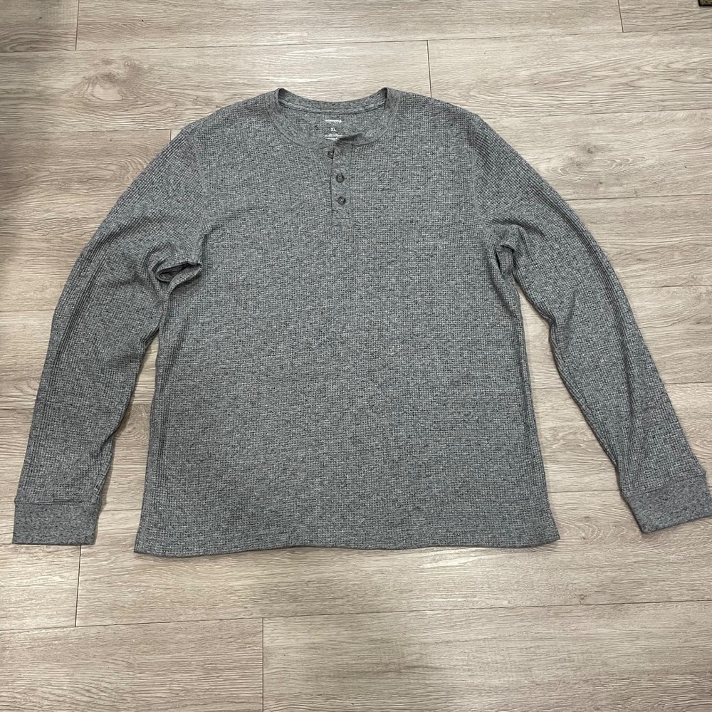 Sonoma Henley T Shirt Thermal Gray Long Sleeve Pullover Layering XL Casual